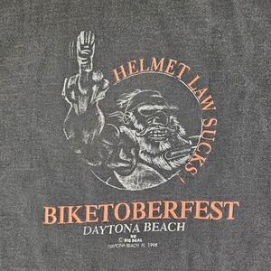 Vintage Daytona Beach Biketoberfest Graphic Shirt Large Helmet Law Sucks 1990's